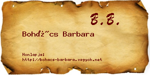 Bohács Barbara névjegykártya